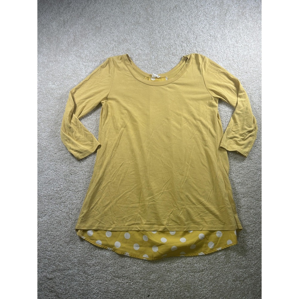 Emberley Tunic Shirt Womens Small Polka Dot Contrast Long Sleeve Casual Top
